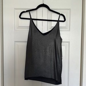 Zara Silky Metallic Gunmetal Tank